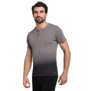 USI Uni Style Image Men's Round Neck Henley T-Shirt Color Grey Medium