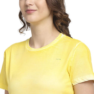 USI Uni Style Image Women's Loose Fit Round Neck T-Shirt Color White & Yellow