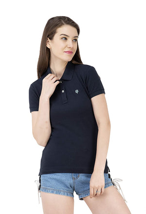 USI Uni Style Image Womens Polycotton Polo T-Shirt(Navy Blue,8)