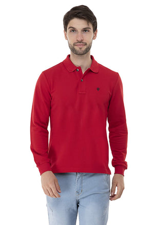 Open image in slideshow, USI Uni Style Image Mens Collar T-Shirt Full Sleeves Color: Red
