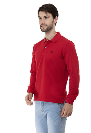 USI Uni Style Image Mens Collar T-Shirt Full Sleeves Color: Red