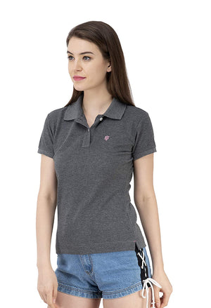 USI Uni Style Image Womens Polycotton Polo T-Shirt(Anthra Grey,8)