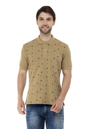 Open image in slideshow, USI Uni Style Image Mens Smart Fit Con 11 Polo T-Shirt D.Flower Khaki
