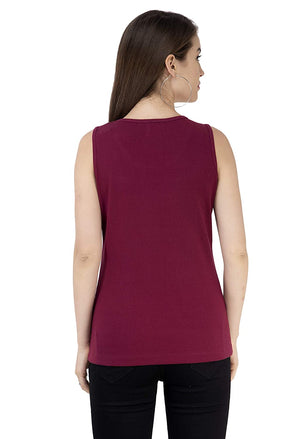 USI Uni Style Image Regular Sleeveless Women's Top Color Plum