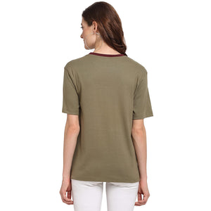 USI Uni Style Image Women's Regular Round Neck T-Shirt Color Olive