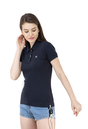 USI Uni Style Image Womens Polycotton Polo T-Shirt(Navy Blue,8)