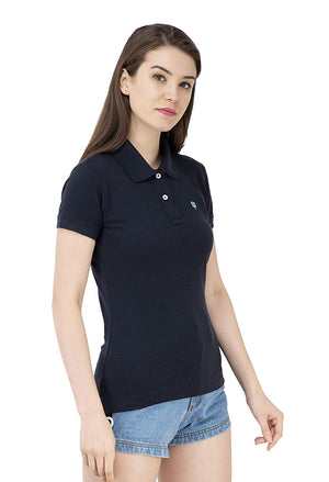 USI Uni Style Image Womens Polycotton Polo T-Shirt(Navy Blue,8)