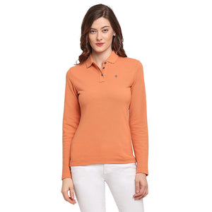 Open image in slideshow, USI Uni Style Image Women&#39;s Full Sleeve Con-11 Polo Color Peach Large
