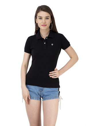 USI Uni Style Image Womens Polycotton Polo T-Shirt(Black,8)