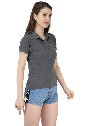 USI Uni Style Image Womens Polycotton Polo T-Shirt(Anthra Grey,8)