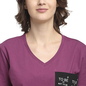 USI Uni Style Image Women's V Neck T-Shirt Color Mauve 2XL