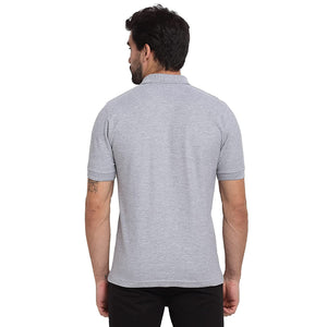 USI Men's Cotton Solid Regular Collar T-Shirt Grey Mel