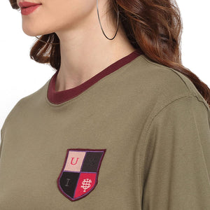 USI Uni Style Image Women's Regular Round Neck T-Shirt Color Olive