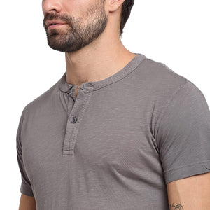 USI Uni Style Image Men's Round Neck Henley T-Shirt Color Grey Medium